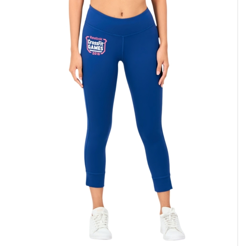 Reebok Crossfit Women's Blue Crossfit Games 2018 Low Rise Crop Leggings Large